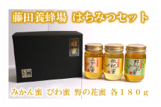 【2023年12月末以降発送】藤田養蜂場 はちみつ食べ比べセット（びわ蜜・みかん蜜・野の花）｜B37