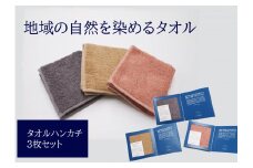 タオルハンカチ 3枚 グレー ピンク ベージュ 天然加工 今治産 今治産タオル 地域の自然を染めるタオル 河上工芸所｜B139