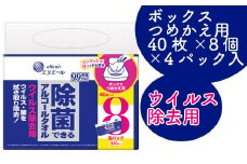 エリエール ウェットティッシュ 除菌 アルコール タオル 40枚 8個 4パック ウイルス 除去 ボックス ケース つめかえ 詰替え 日用品 消耗品 防災 備蓄品 ふるさと納税 送料無料 【四国中央市 日本一 紙のまち】