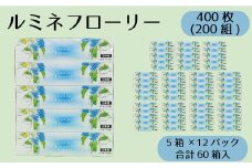【通常発送】 ティッシュ ボックスティッシュ 60箱 200組 5個 ×12パック ルミネフローリー やわらか 高品質 ティッシュペーパー バラ 花柄 デザインボックス 日用品 備蓄 防災 送料無料 愛媛県 【四国中央市 紙のまち】