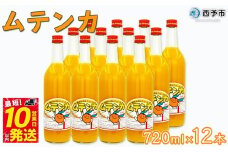 ＜明浜みかんジュース ムテンカ 720ml×12本入り E-12＞ 温州みかん ミカンジュース オレンジジュース ソフトドリンク あけはまシーサイドサンパーク 贈答用 愛媛県西予市【常温】『最短10営業日以内に順次発送予定』