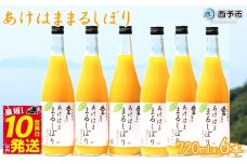 ＜あけはままるしぼりみかんジュース 720ml×6本 AM-6＞ 温州みかん ミカンジュース オレンジジュース ソフトドリンク あけはまシーサイドサンパーク 食べて応援 贈答用 愛媛県 西予市 【常温】『最短10営業日以内に順次発送予定』
