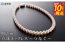 保証書付＜明浜産真珠ネックレス ～つなぐ～＞ 7.5～9.5mm 純国産 高品質 アコヤ真珠 あこや しんじゅ 宇和海 パール 大粒 アクセサリー フォーマル レディース 女性 誕生日 記念日 成人祝い 佐藤真珠 愛媛県 西予市【常温】『最短10営業日以内に発送予定』