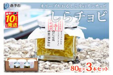 ＜今市水産 しらチョビギフト3個(80g×3個)＞ しらす シラス オイル漬け アンチョビ しらちょび 簡単レシピ付き パスタ おつまみ オリーブオイル漬け ご飯のお供 土産 手土産 贈り物 特産品 愛媛県 西予市【常温】