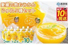 ＜愛媛の飲むみかんじゅれ 5種セット 計10個(5種類×各2個)＞ 飲むゼリー 果物 温州みかん 伊予柑 デザート スイーツ あけはまシーサイドサンパーク 贈答用 愛媛県西予市【常温】『最短10営業日以内に順次発送予定』