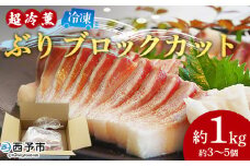 ＜「超冷薫」冷凍ぶり ブロックカット 約1kg（約3～5個入り）＞ ブリ 鰤 魚介類 さかな 新鮮 水産物 お刺身 さしみ 煮物 焼き魚 切り身 パーティー キャンプ レジャー お祝い 内祝い 御祝 御礼 ダイニチ 愛媛県 西予市【冷凍】