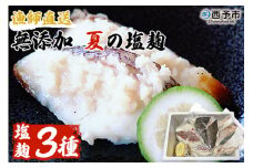 ＜漁師直送 無添加 夏の塩麹 160g×3種セット＞ 魚 詰め合わせ 海鮮 海産物 海鮮セット ハマチ 鯛 イサキ 焼くだけ 簡単調理 処理済み 明浜産 二ノ宮商事株式会社 愛媛県 西予市【冷凍】『5月～9月末迄に順次出荷予定』