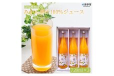 三好農園直送　愛媛県西予市産　みかん果汁100%ジュース720ml×３本