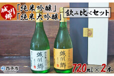 ＜日本酒 城川郷「純米吟醸」「純米大吟醸」飲み比べセット 720ml×2本＞ お酒 さけ ギフト 贈り物 贈答用 お祝い 御祝い 内祝い 家飲み 宅飲み お酒セット 乾杯 特産品 中城本家酒造 愛媛県 西予市【常温】『1か月以内に順次出荷予定』