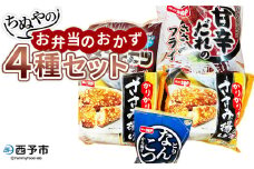 ＜ちぬやのお弁当のおかず4種セット＞おつまみ おかず 惣菜 詰め合わせ 甘辛ダレのささみフライ ムネ肉 こつぶメンチカツ 自然解凍 かりかりささみ揚げ とりなんこつから揚げ 唐揚げ 城川ファクトリー 愛媛県 西予市 【冷凍】『1か月以内に順次出荷予定』