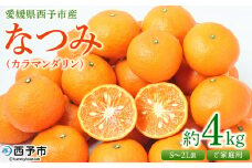 ＜愛媛県西予市産 なつみ（カラマンダリン）ご家庭用 約4kg＞ 訳あり 不揃い 果物 くだもの フルーツ みかん ミカン 蜜柑 柑橘 オレンジ おれんじ ナツミ 食べて応援 特産品 宇都宮物産 愛媛県 西予市【常温】