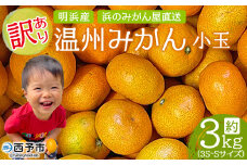 ＜訳あり 温州みかん 小玉 約3kg＞ 明浜産 果物 フルーツ みかん 蜜柑 ミカン うんしゅうみかん ウンシュウミカン オレンジ 柑橘 家庭用 食べて応援 特産品 浜のみかん屋 直送 愛媛県 西予市 【常温】