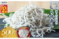 ＜漁師さん自慢のしらす干し 合計500g（1パック100g入り）＞ シラス 魚介類 さかな 海産物 海鮮 海の幸 小分け 国産 ご飯のお供 丼 おつまみ 晩酌 おかず おやつ 特産品 産地直送 濱田水産 愛媛県 西予市 【冷凍】
