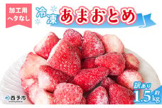 ＜冷凍いちご あまおとめ 約1.5kg 加工用 ヘタなし＞ 国産 アマオトメ 朝採り 朝採れ サイズ 不揃い 訳あり 訳アリ フルーツ 果物 苺 いちご イチゴ シャーベット ジャム スムージー 大粒 小粒 りの果樹園 愛媛県 西予市【冷凍】