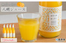 ＜無茶々園の八朔ジュース 720ml×4本＞ 柑橘 果物 オレンジ フルーツ ストレート 果汁100% 八朔 はっさく ハッサク 丸ごと 上品な甘さ ほろ苦さ すっきり 飲んで応援 特産品 無茶々園 愛媛県 西予市 【常温】