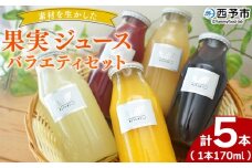 ＜素材を生かした果物ジュース バラエティセット 5本＞ 柑橘 フルーツ くだもの みかん ブルーベリー 梅 ゆず 飲料 果物 セット 詰め合わせ いろいろ 国産原料 特産品 株式会社味彩 愛媛県 西予市【常温】『2025年9月以降に順次出荷予定』