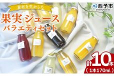＜素材を生かした果物ジュース バラエティセット 10本＞ 柑橘 フルーツ くだもの みかん ブルーベリー 梅 ゆず 飲料 果物 セット 詰め合わせ いろいろ 国産原料 特産品 株式会社味彩 愛媛県 西予市【常温】『2025年9月以降に順次出荷予定』