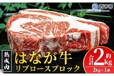 ＜熟成肉 はなが牛リブロースブロック約2kg（2kg×1個）＞ 牛肉 ステーキ 鉄板焼き 焼き肉 国産 塊肉 かたまり 霜降り しもふり バーベキュー BBQ キャンプ アウトドア 特産品 ゆうぼく 愛媛県 西予市【冷凍】