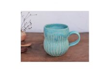 トルコブルーのコーヒーカップ(鎬) yc-044【1284211】
