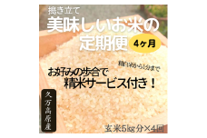 【定期便】高原の町 久万高原町産のお米＜玄米5kg分×4回＞ ※精米歩合のご指定がない場合は標準(10分つき：一般的な白米の状態）でお届けします ※2021年9月下旬より順次発送予定 ※着日指定不可