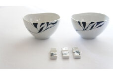 砥部焼 エチュードライスボウル＆箸置き 食器 砥部焼 陶器 陶磁器 焼き物 やきもの 手作り うつわ 皿 愛媛県 松前町 和将窯