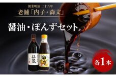 創業明治26年 老舗　「内子・森文」秘蔵醤油・ポン酢セット（各1本）【食品 加工食品 人気 おすすめ 送料無料】