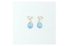 IKAZAKI WASHI JEWERLY しずくイヤリング「ブルー」花柄