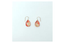 IKAZAKI WASHI JEWERLY しずくピアス「レッド」鞠柄