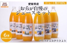 【愛媛県産】おらが自慢のジュースセット（1000ml×6本/みかん3、きよみ3） ストレート果汁100％ 無添加・無着色 【 ふるさと納税 人気 おすすめ ランキング みかん ミカン 蜜柑 ゼリー 清見タンゴール セット 詰合せ クリエイト伊方 愛媛県 伊方町 送料無料 】 IKTI014 