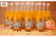 【栽培期間中農薬不使用】清見ストレートジュース 720ml×12本入り ※離島への配送不可 【 ふるさと納税 人気 おすすめ ランキング 柑橘 みかん ミカン 蜜柑 ジュース ミカンジュース オレンジジュース 清見ストレートジュース 清見タンゴール フルーツ 果物 産地直送 ギフト 贈り物 栽培期間中農薬不使用 木野本農園 愛媛県 伊方町 送料無料 】 IKTG033