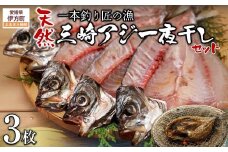 【一本釣り 匠の漁】天然三崎アジ一夜干しセット 3枚 【 ふるさと納税 人気 おすすめ ランキング あじ アジ 一夜干し あじ一夜干し アジ一夜干し 一夜 干し 三崎アジ 三崎あじ 海鮮 新鮮 愛媛県 伊方町 送料無料 】 IKTJ004