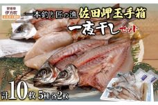 【一本釣り 匠の漁】佐田岬 玉手箱セット 5種×各2枚（計10枚） 【 ふるさと納税 人気 おすすめ ランキング あじ アジ さば サバ いさき ふぐ 太刀魚 たちうお 一夜干し あじ一夜干し アジ一夜干し 一夜 干し セット 詰合せ 海鮮 新鮮 愛媛県 伊方町 送料無料 】 IKTJ006