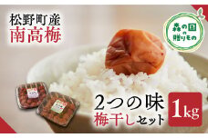 【松野町産 南高梅使用】梅干しセット（1kg）うす塩味、しそ漬 ◆