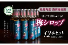 【松野町産 南高梅使用】「菓子工房KAZU」の梅シロップ（500ml)12本セット◇ 