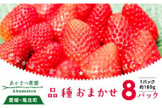 【2026年春収穫分】【先行受付】【品種お任せ】 いちご8パック ｜ レッドパール 紅い雫 紅ほっぺ かおり野 イチゴ 苺 フルーツ あかまつ農園 ※2026年2月中旬～3月中旬頃に順次発送予定