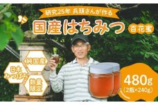 【先行予約】兵頭さん家の国産はちみつ 2瓶（計480g 計360cc） | 国産 百花蜜 蜂蜜 ハチミツ 深山ミツバチ 研究25年 日本ミツバチ ※2025年9月下旬頃より順次発送予定 ※離島への配送不可