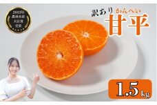先行予約 数量限定 訳あり甘平 1.5kg サイズミックス  約7玉  みかん 蜜柑 柑橘 果物 フルーツ 高級 人気 糖度 ビタミン 健康 美容 ブランド 国産 減農薬  除草剤不使用 有機肥料使用  愛媛県 愛南町  吉本農園 送料無料 発送期間:2月～なくなり次第