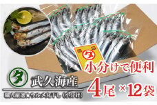 職人厳選 ウルメ丸干し小分け（4尾×12袋）鰯 いわし おつまみ 珍味 グルメ 魚 海鮮 ギフト 酒 ビール 日本酒 焼酎 贈り物 国産 新鮮 魚介 天然 乾き物 乾物 酒のあて ごはんのおかず 旬 季節 魚介 干物 ひもの 丸干し こわけ うるめ 愛媛 愛南町 武久海産