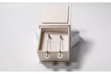 【天白真珠】 パール ピアス （アコヤ真珠 8.5-9.0mm 1粒)  シルバーチェーン キャッチ部飾り石付 [tenpaku31]