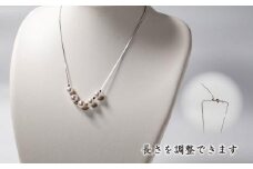 【天白真珠】スルーネックレス（アコヤ真珠 7.5-8.5mm 5粒）五連タイプ 金具シルバー+ミラーボール [tenpaku25]