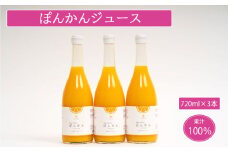 無添加 果汁100% ぽんかんジュース 720ml×3本入 ぽんかん ポンカン みかんジュース ジュース みかん 蜜柑 果物 柑橘 フルーツ ゼリー アイス 発送: 5月15日～11月30日 順次発送