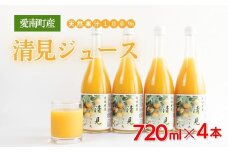 清見ジュース ストレート 720ml × 4本 中山農園 みかん 蜜柑 きよみ 清見 ポンカン ジュース 果物 みかんジュース ストレートジュース オレンジジュース 100％ フルーツ ストレート  柑橘 果汁 無添加 農家直送 産地直送 数量限定 国産 愛媛 愛南 発送時期：2024年4月中旬～なくなり次第終了