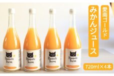 果汁100％ 愛南ゴールド みかんジュース 720ml×4本 みかん 蜜柑 河内晩柑 愛南ゴールド 果物 柑橘 フルーツ ゼリー ジュース 果汁 愛媛 愛南町 はなき農園