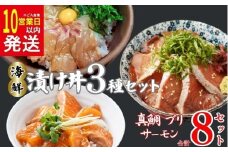 【10営業日以内発送】 種類 が 選べる 漬丼 厳選 3種 8食 セット 真鯛 ブリ サーモン 10000円 食べ比べ 漬け丼 づけ丼 海鮮丼 鯛 たい ブリ ぶり 鰤 鮭 冷凍 人気 魚介 海鮮 食べ比べ お手軽 加工品 簡単 晩ごはん 小分け パック 新鮮 鮮魚 養殖 国産 詰め合わせ ギフト プレゼント 本格  ふるさと納税 南予ビージョイ 愛南町 愛媛県
