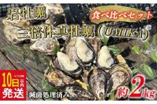 【10日以内発送】 岩牡蠣 と 三倍体 真牡蠣 （UMIKA） 合計 約 2kg 食べ比べ セット 15000円 いわがき 殻付き 岩がき 殻付 岩カキ 岩かき かき カキ オイスター 大粒 肉厚 カキフライ 焼き牡蠣 蒸し牡蠣 焼きがき ソテー などに 冷蔵 国産 産地直送 期間限定 数量限定 夏 季節限定 特産品 魚介 養殖 人気 贈答 ギフト 土産 お取り寄せ 上甲商会 愛南町 愛媛県