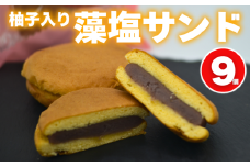 柚子入り 藻塩サンド 9個 7000円  老舗の味 塩スイーツ ゆず 柚子サンド スイーツ お菓子 洋菓子 和洋菓子 焼き菓子 デザート おやつ 個包装 ギフト 贈り物 プレゼント   手土産 お取り寄せ ご褒美 爽やか 甘じょっぱい しっとり 食感 ご褒美 ティータイム 老舗 銘菓 伝統 職人 手作り 人気 おすすめ 愛媛県 愛南町 梶原製菓