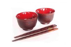 【F06005】土佐古代塗り　箸・汁椀セット