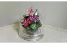 ドーム花器の花装飾（小）＜なでしこ・小菊＞　らんまん 花 雑貨 造花 インテリア お祝い ギフト 贈答 人気 送料無料 高知市 【花工房美呂】 [ATCO012]