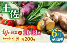 【6回定期便】 土佐の太陽をいっぱいに浴びた旬の野菜と生姜約200gのセット「大」 (6回配送)【土佐野菜】 [ATBA015]