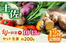【12回定期便】土佐の太陽をいっぱいに浴びた旬の野菜生姜約200gのセット「大」 (12回配送)【土佐野菜】 [ATBA016]